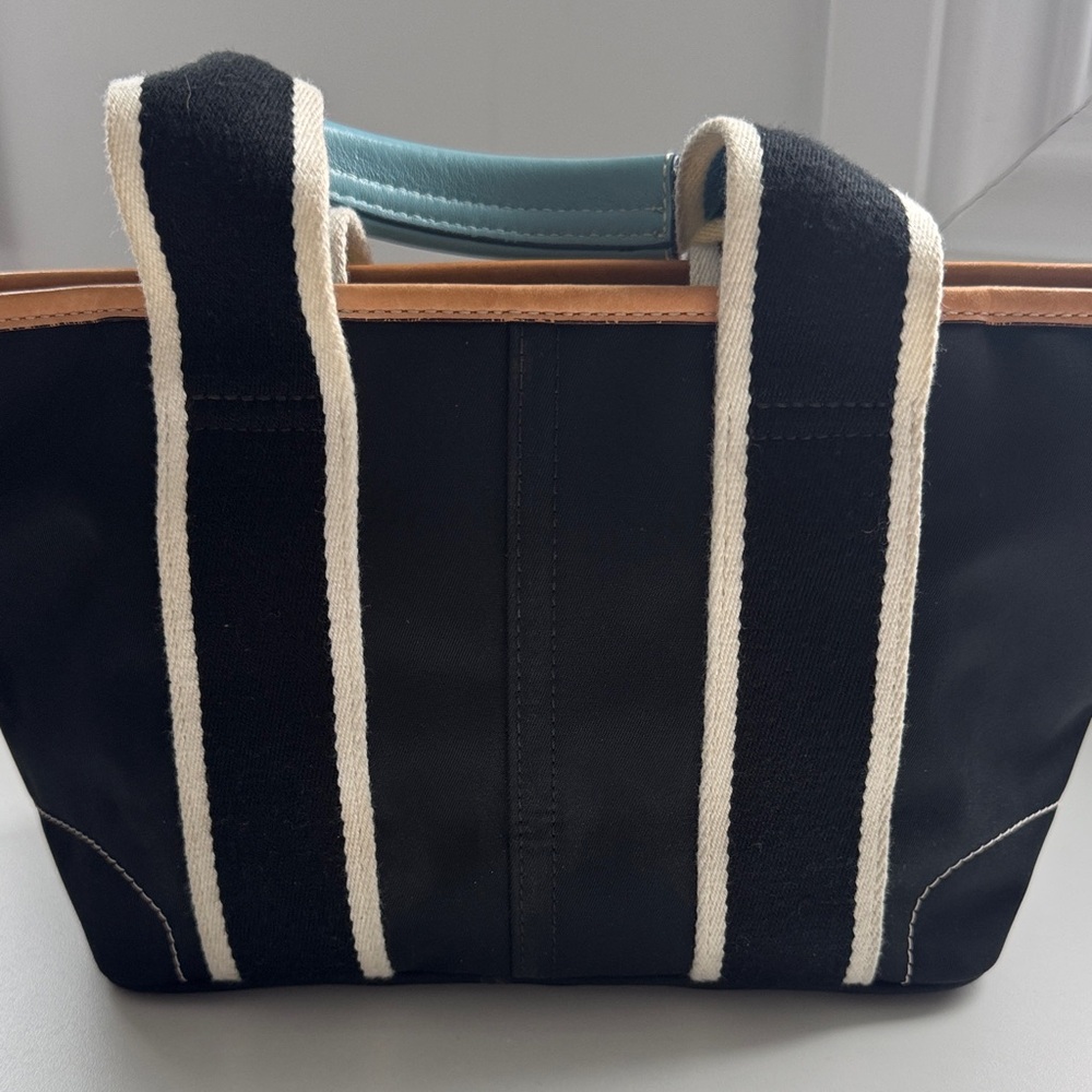 Coach Black Tote with Light Blue Accents and Cream Trim - Picture 5 of 16